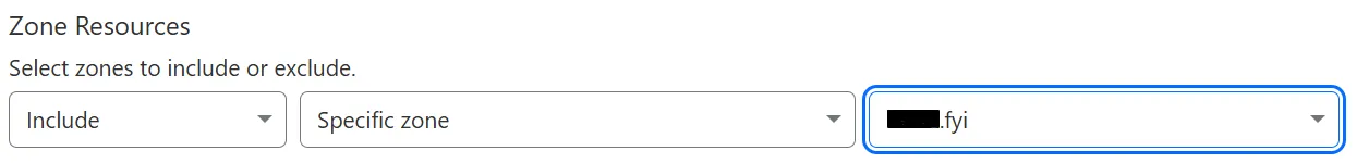 Selecting the Zone Resources for API token Selecting the Zone Resources for API token.