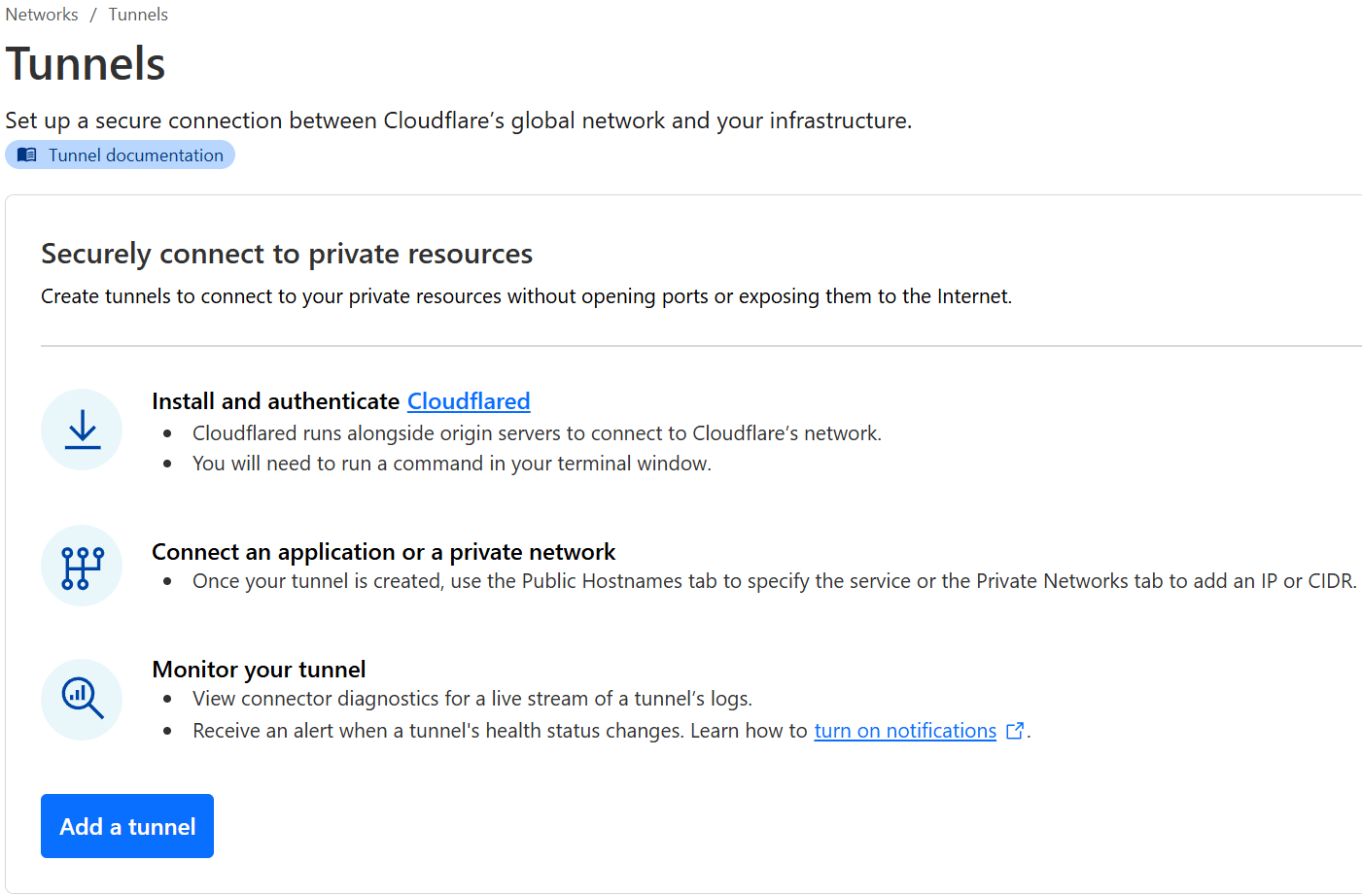 Creating a Cloudflare Tunnel.