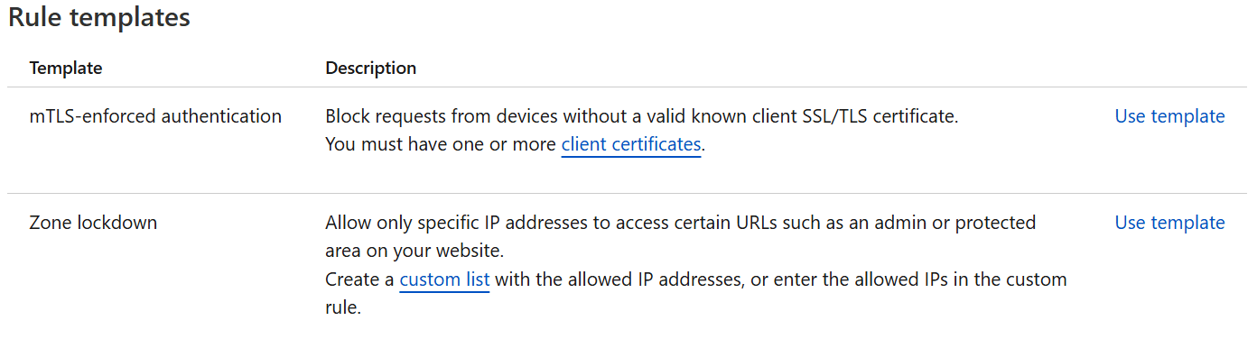 Zone lockdown template.