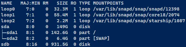 Output of lsblk command Output of lsblk command.