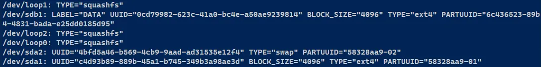 Output of blkid command Output of blkid command