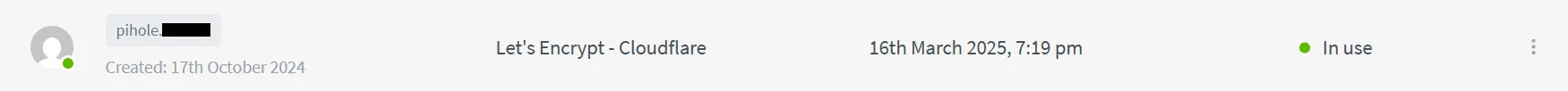 Saved SSL/TLS certificates in Nginx Proxy Manager Saved SSL/TLS certificates in Nginx Proxy Manager.