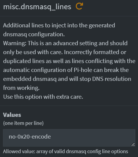 Fix for Cloudflared in Pi-Hole settings.