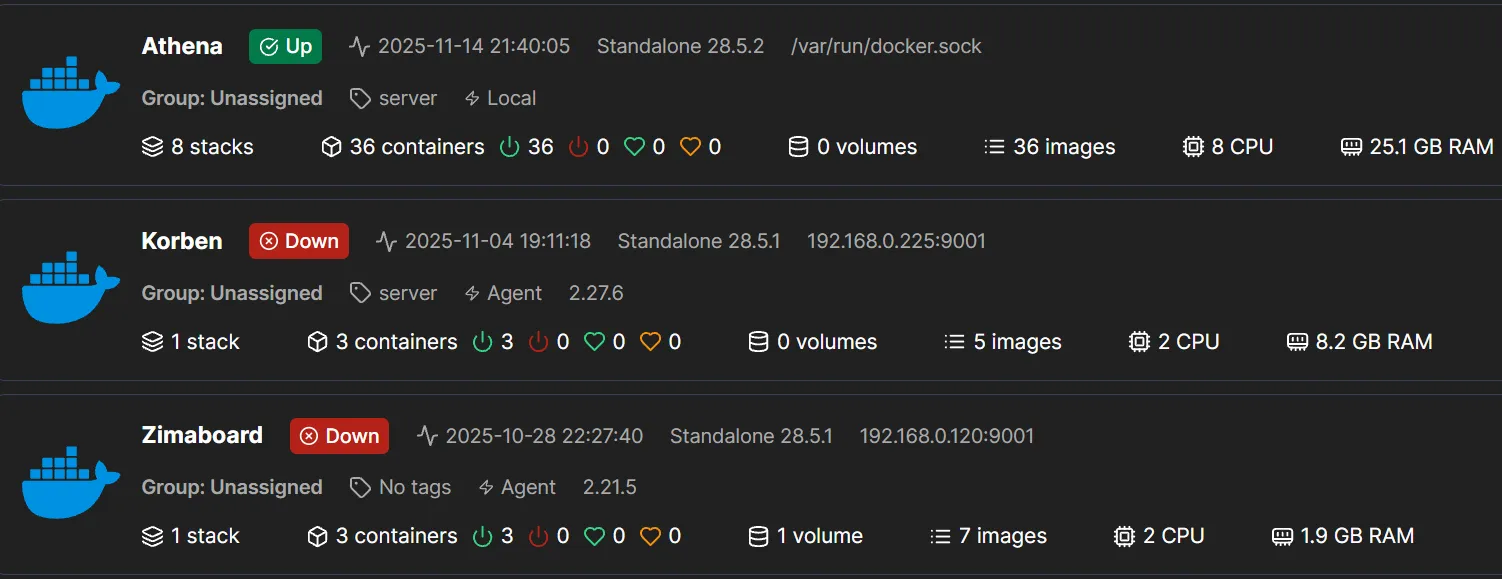 A screenshot of the Portainer web-based user interface