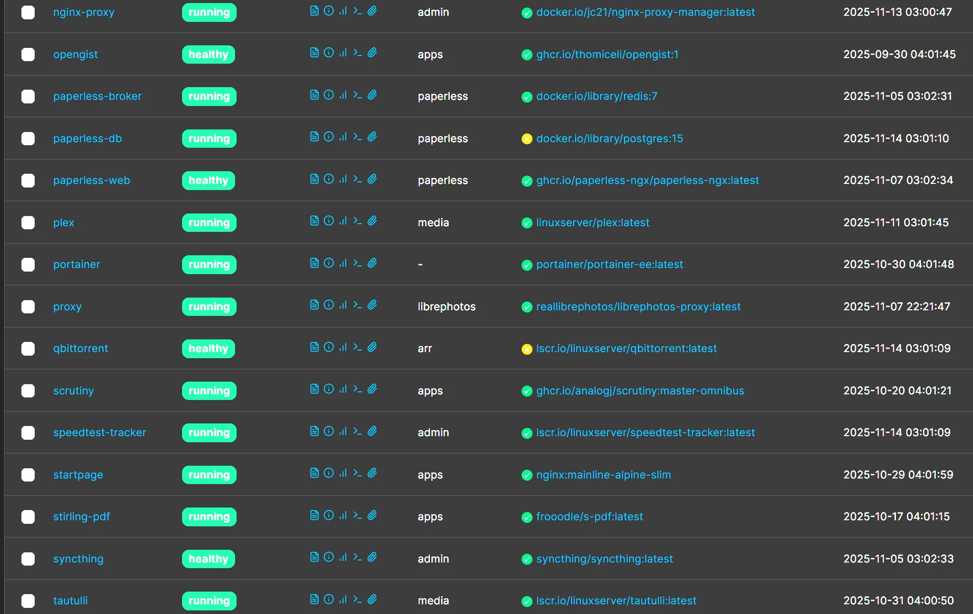 A screenshot of the Portainer web-based user interface