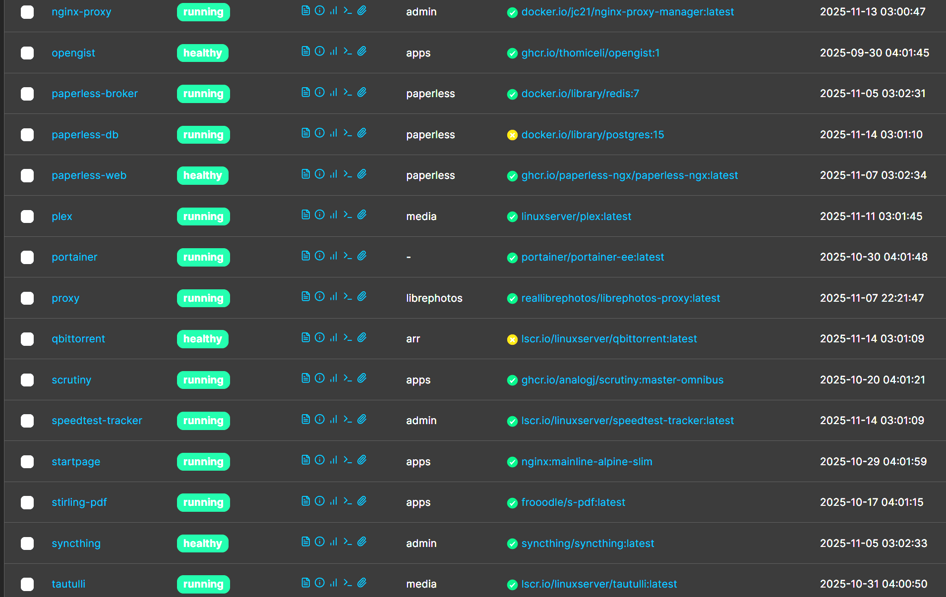 A screenshot of the Portainer web-based user interface
