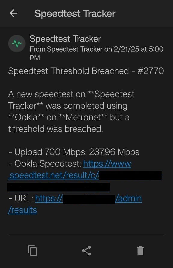 Speedtest Tracker push notification with Pushover