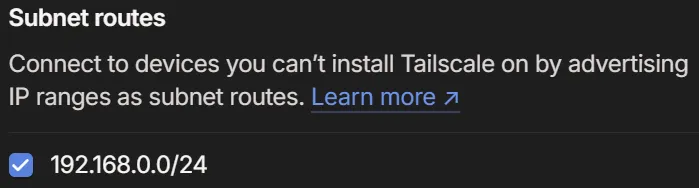 A screenshot of the Tailscale web-based admin console interface